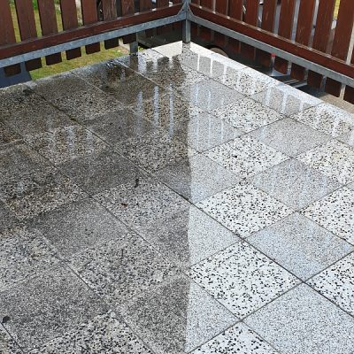 Terasa průběh čištění, neumyto vs umyto